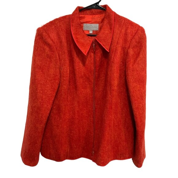 Earl Rittenberg Collection Womens Red Mohair Blend Jacket Sz Large - Picture 1 of 9